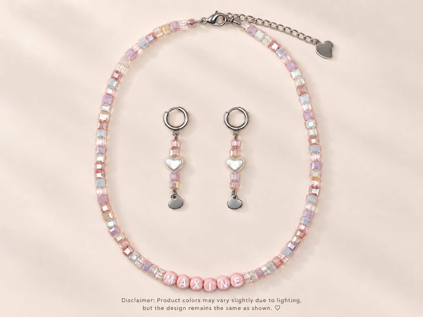 The Amélie personalized necklace & earring set