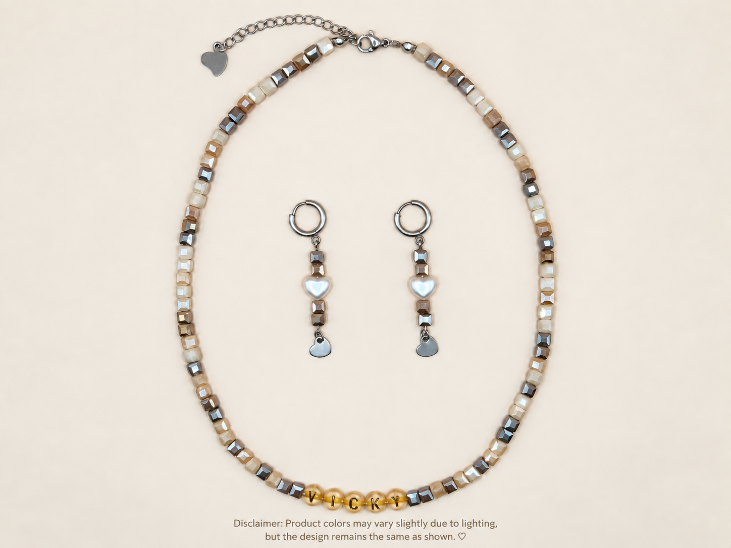 The Aurélie personalized necklace & earring set