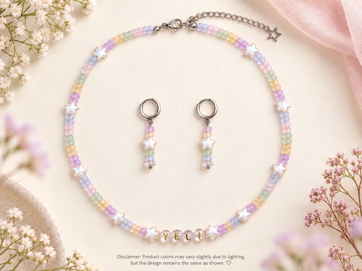 The Estelle personalized necklace & earring set
