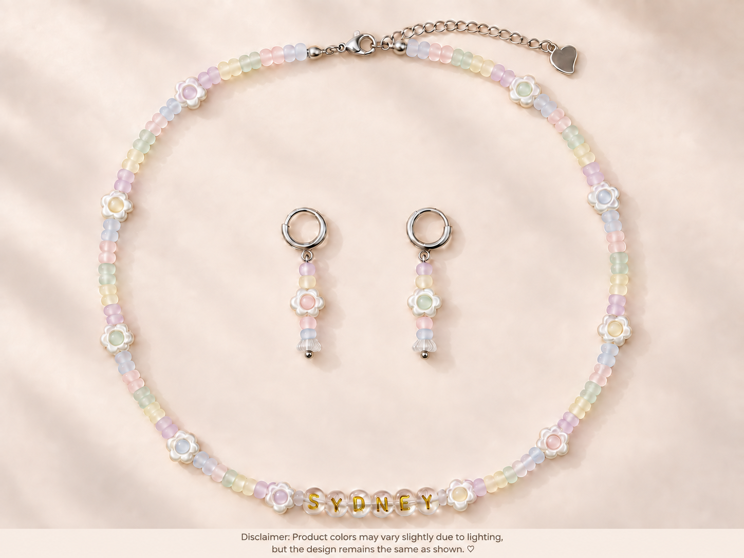 The Fleur personalized necklace & earring set